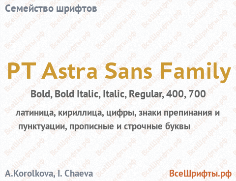 Семейство шрифтов PT Astra Sans Family