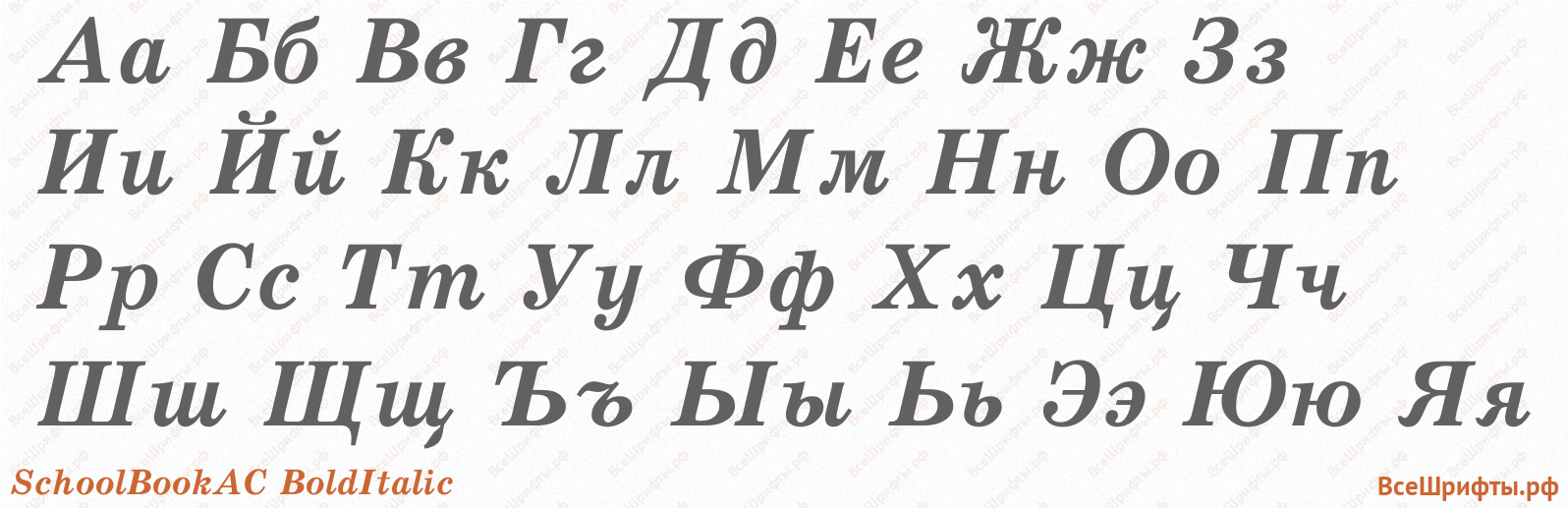 Шрифт SchoolBookAC BoldItalic с русскими буквами