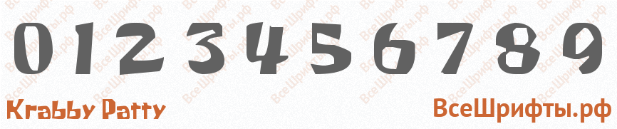 Шрифт Krabby Patty с цифрами