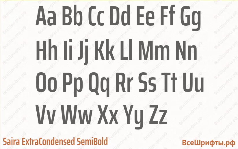 Шрифт Saira ExtraCondensed SemiBold с латинскими буквами