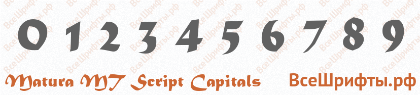 Шрифт Matura MT Script Capitals с цифрами