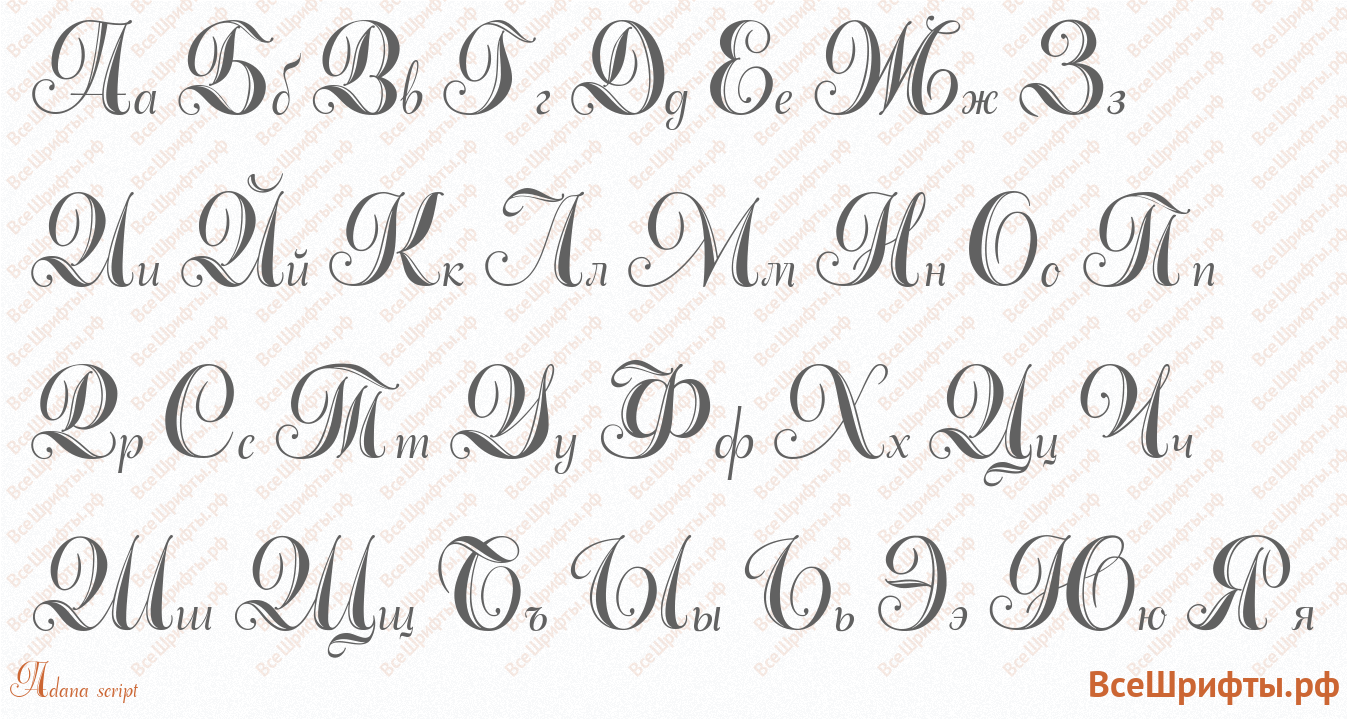 Шрифт Adana script с русскими буквами