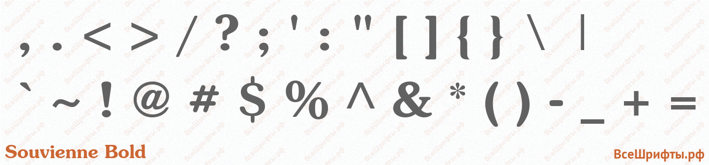 Шрифт Souvienne Bold со знаками препинания и пунктуации