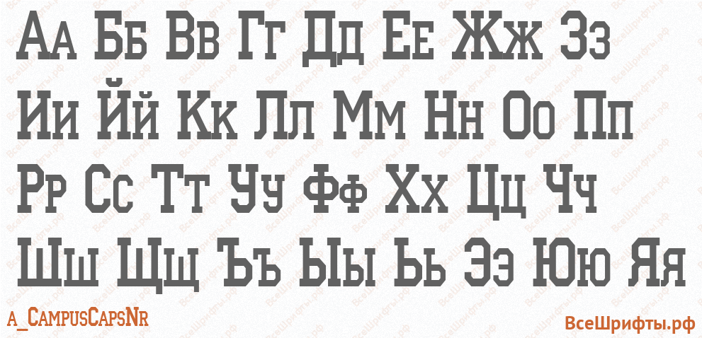 Шрифт a_CampusCapsNr с русскими буквами