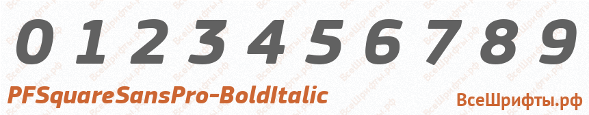 Шрифт PFSquareSansPro-BoldItalic с цифрами