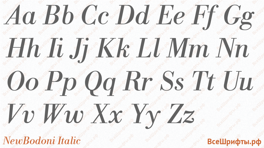 Шрифт NewBodoni Italic с латинскими буквами