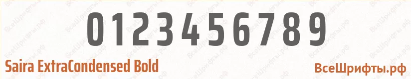 Шрифт Saira ExtraCondensed Bold с цифрами