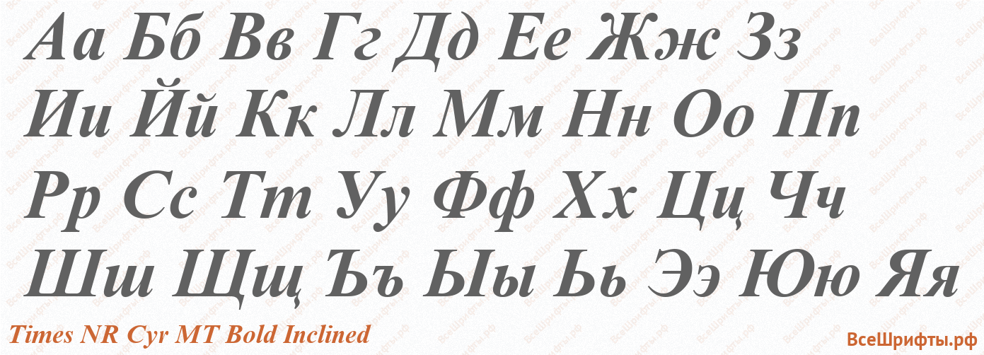 Шрифт Times NR Cyr MT Bold Inclined с русскими буквами