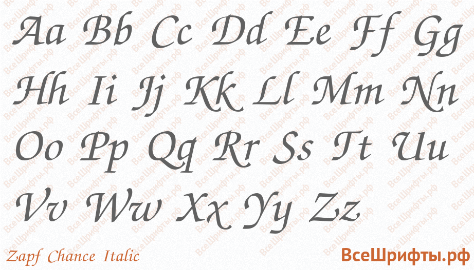 Шрифт Zapf Chance Italic с латинскими буквами