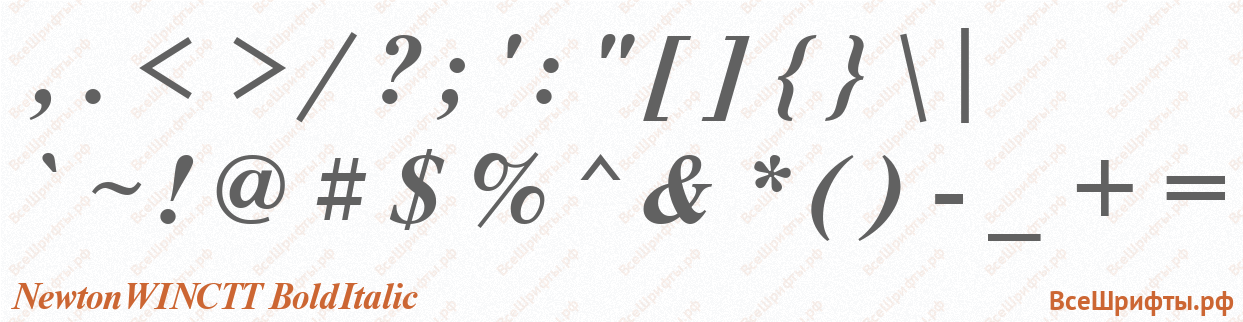 Шрифт NewtonWINCTT BoldItalic со знаками препинания и пунктуации