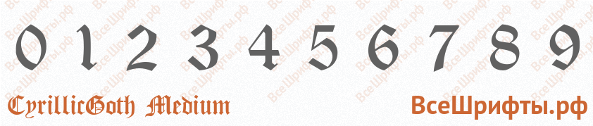 Шрифт CyrillicGoth Medium с цифрами