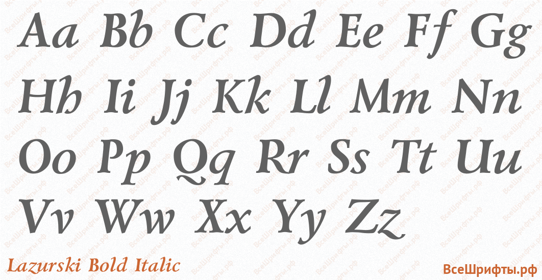 Шрифт Lazurski Bold Italic с латинскими буквами