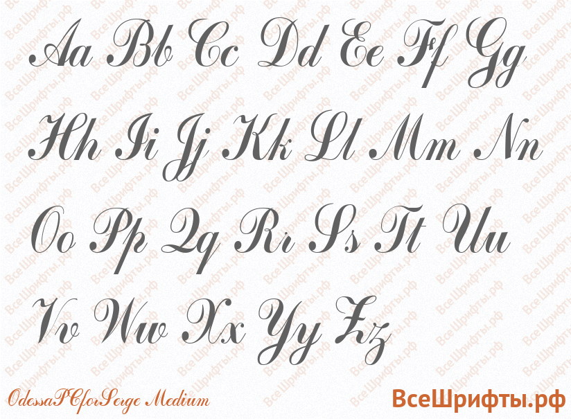 Шрифт OdessaPCforSerge Medium с латинскими буквами