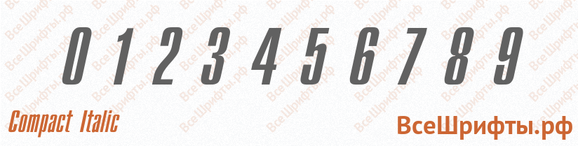 Шрифт Compact Italic с цифрами