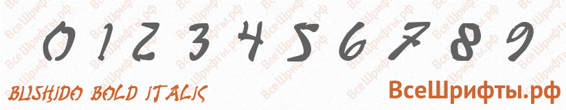 Шрифт Bushido Bold Italic с цифрами