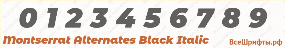 Шрифт Montserrat Alternates Black Italic с цифрами
