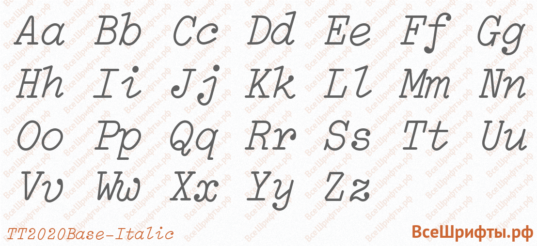 Шрифт TT2020 Base Style Italic с латинскими буквами