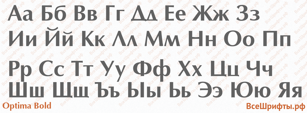 Шрифт Optima Bold с русскими буквами