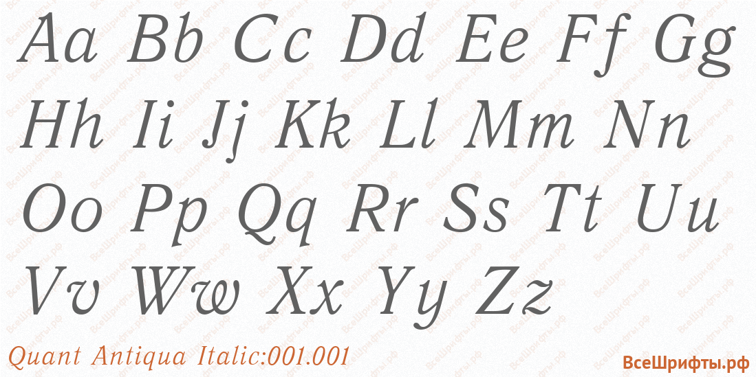 Шрифт Quant Antiqua Italic:001.001 с латинскими буквами