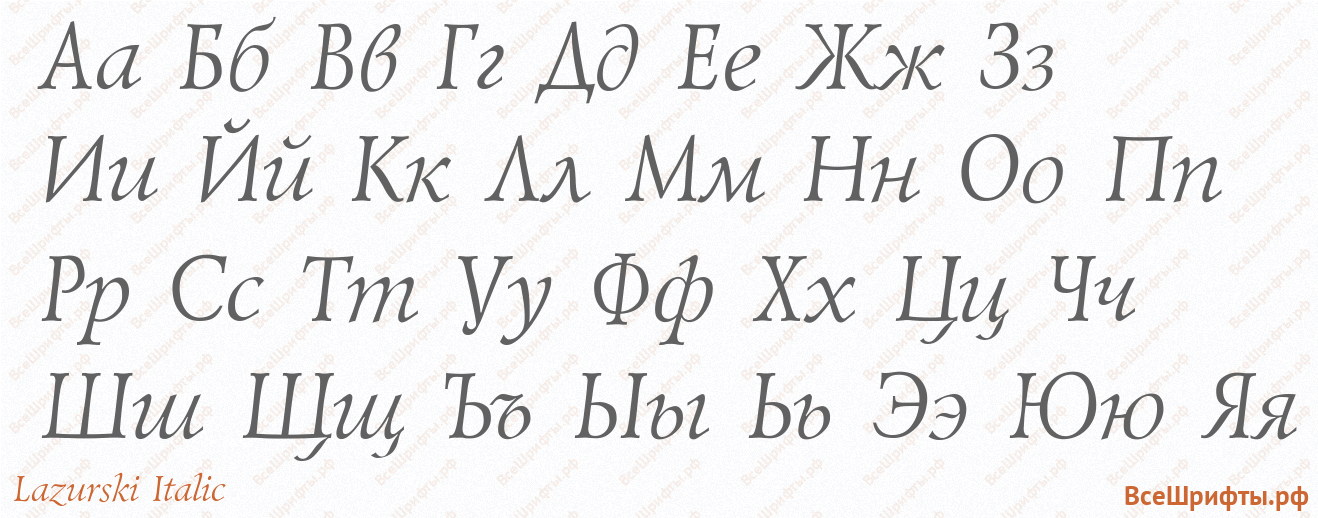 Шрифт Lazurski Italic с русскими буквами