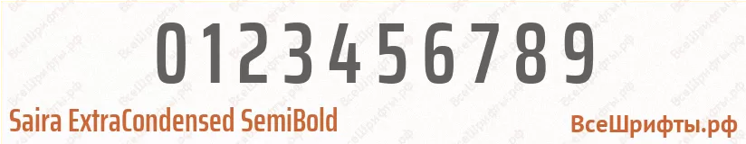 Шрифт Saira ExtraCondensed SemiBold с цифрами