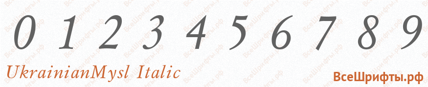 Шрифт UkrainianMysl Italic с цифрами