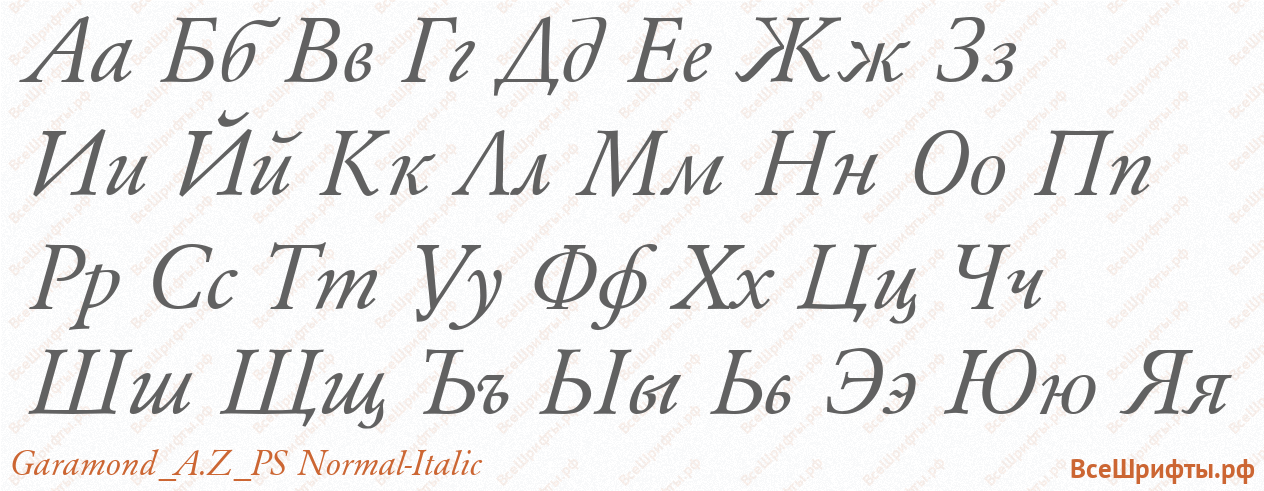 Шрифт Garamond_A.Z_PS Normal-Italic с русскими буквами