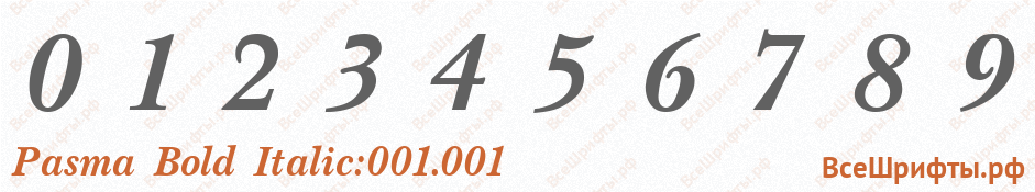 Шрифт Pasma Bold Italic:001.001 с цифрами