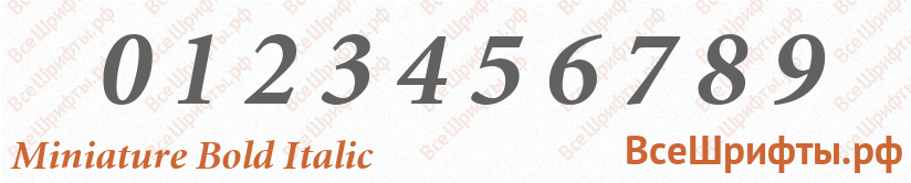 Шрифт Miniature Bold Italic с цифрами