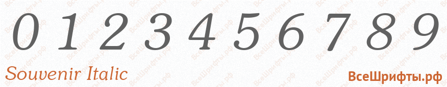 Шрифт Souvenir Italic с цифрами