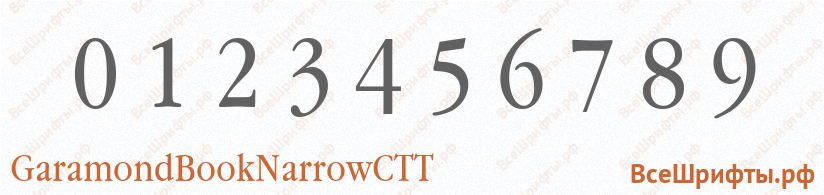 Шрифт GaramondBookNarrowCTT с цифрами