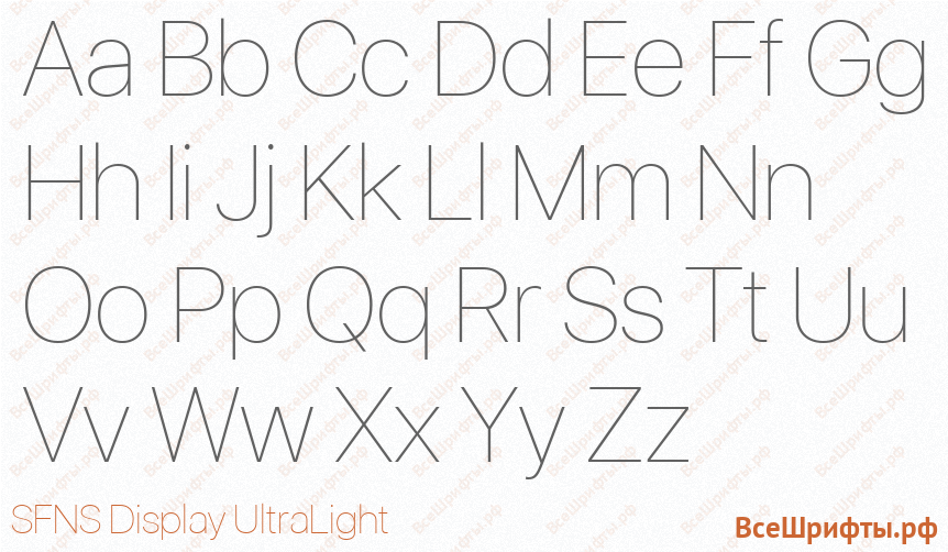 Шрифт SFNS Display UltraLight с латинскими буквами