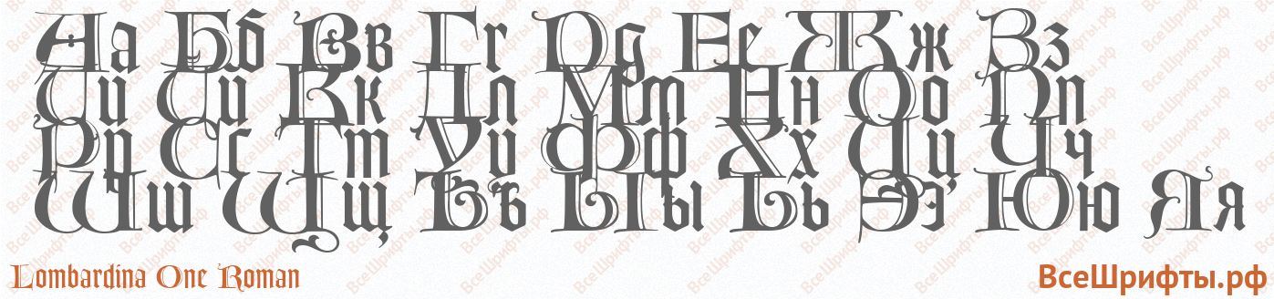 Шрифт Lombardina One Roman с русскими буквами