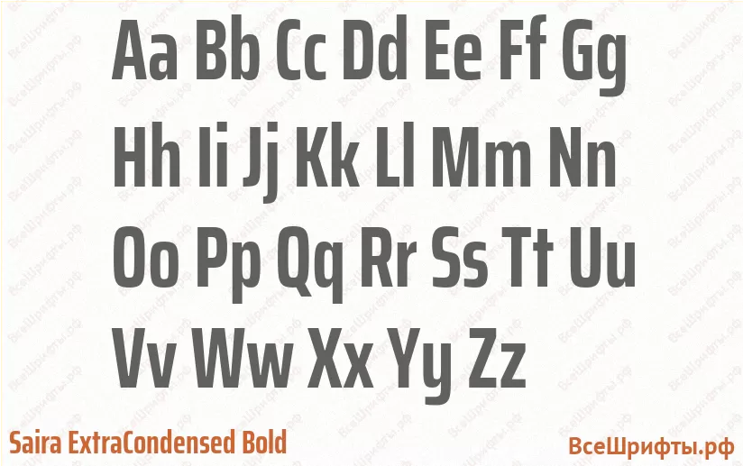 Шрифт Saira ExtraCondensed Bold с латинскими буквами