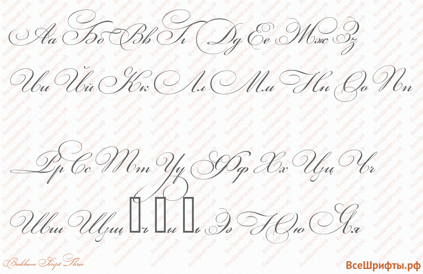 Шрифт Bickham Script Three с русскими буквами