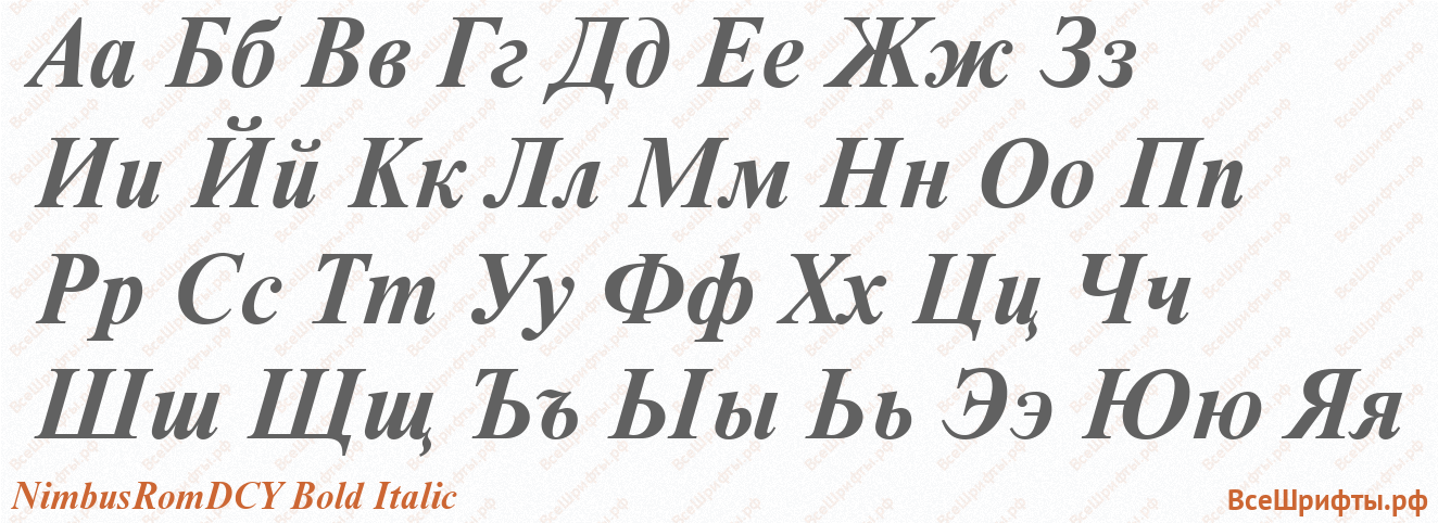 Шрифт NimbusRomDCY Bold Italic с русскими буквами