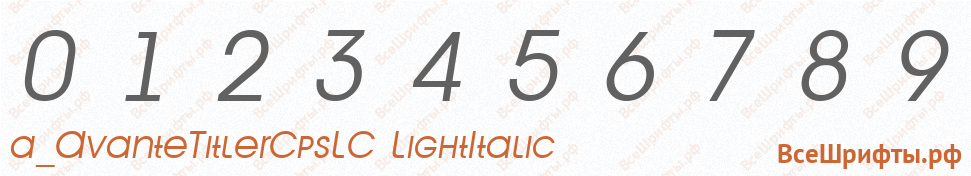Шрифт a_AvanteTitlerCpsLC LightItalic с цифрами