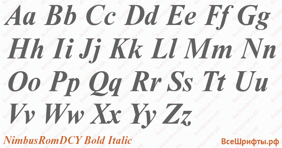 Шрифт NimbusRomDCY Bold Italic с латинскими буквами