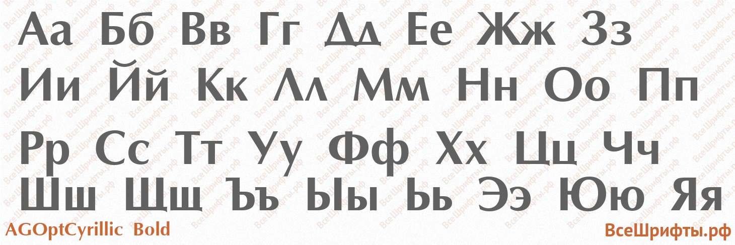 Шрифт AGOptCyrillic Bold с русскими буквами