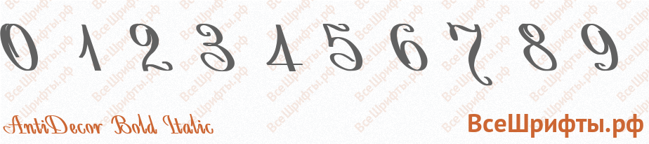 Шрифт AntiDecor Bold Italic с цифрами