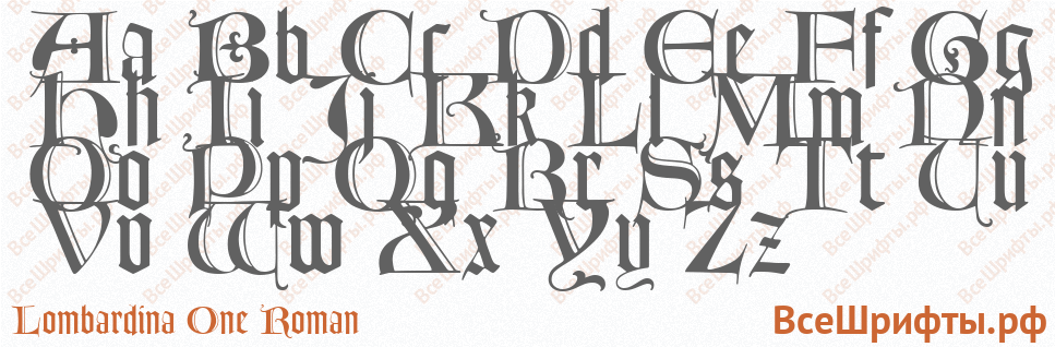 Шрифт Lombardina One Roman с латинскими буквами
