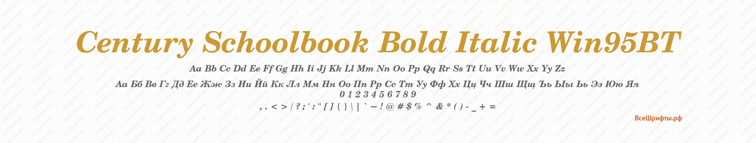 Шрифт Century Schoolbook Bold Italic Win95BT
