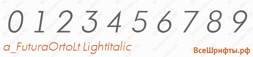 Шрифт a_FuturaOrtoLt LightItalic с цифрами
