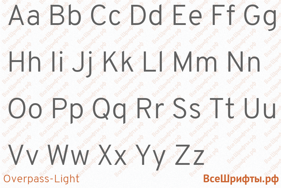 Шрифт Overpass-Light с латинскими буквами