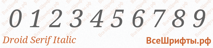 Шрифт Droid Serif Italic с цифрами