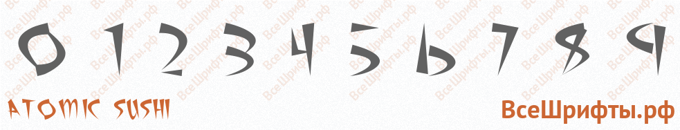 Шрифт Atomic Sushi с цифрами