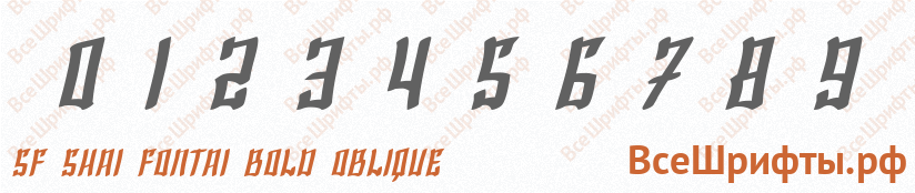 Шрифт SF Shai Fontai Bold Oblique с цифрами