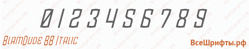 Шрифт BlamDude BB Italic с цифрами