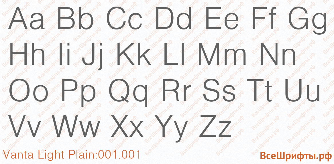 Шрифт Vanta Light Plain:001.001 с латинскими буквами