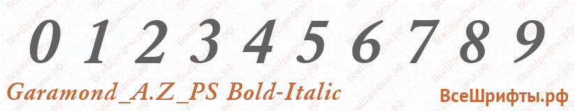 Шрифт Garamond_A.Z_PS Bold-Italic с цифрами